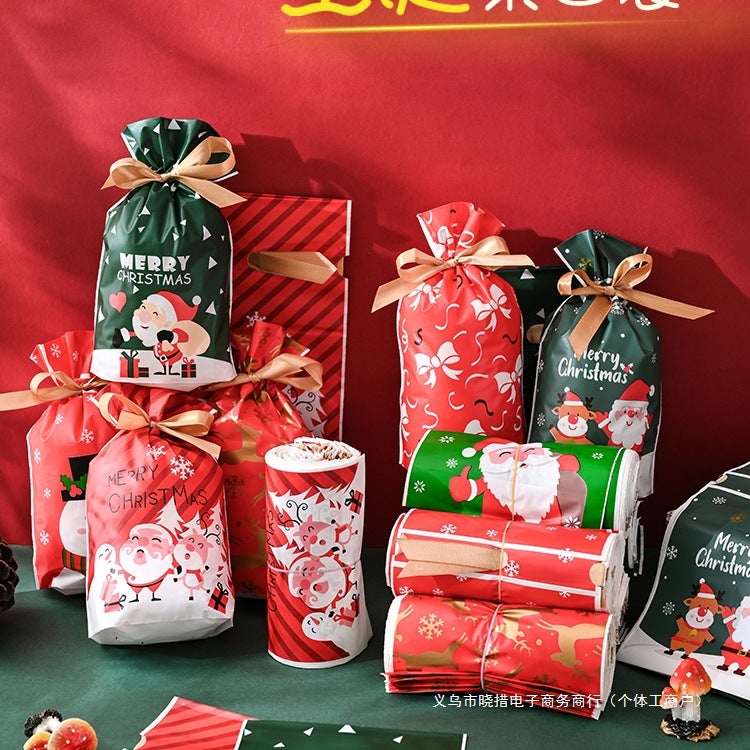 50 Christmas Gift Bags With Ribbon Drawstring Return Gift Children'S Gift Bundle Pockets Christmas Apple Packaging Bags - Image 3