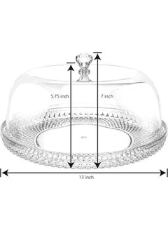 MyGift MyGift 12 Inch Clear Food Grade Acrylic Diamond Pattern Cake Dessert Platter with Cloche Bell Cover  - Image 4
