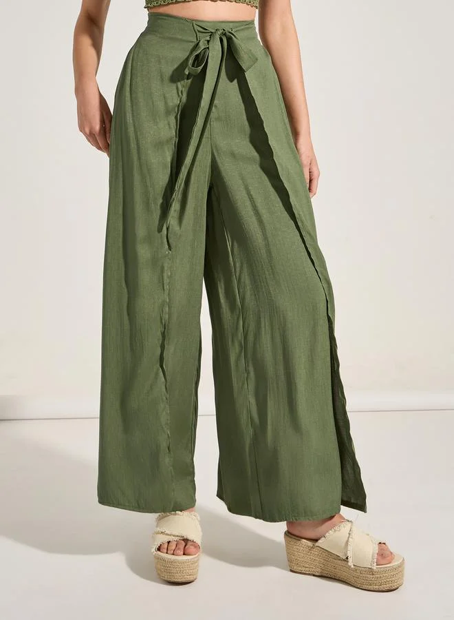 Take Two Square Neck Crop Top & Wrap Over Pants Co-Ords