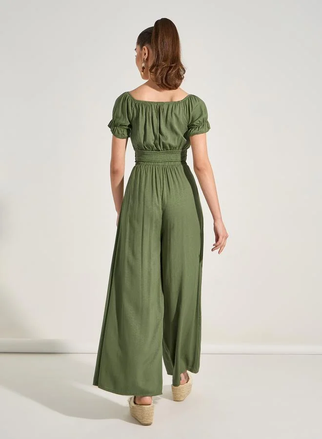 Take Two Square Neck Crop Top & Wrap Over Pants Co-Ords