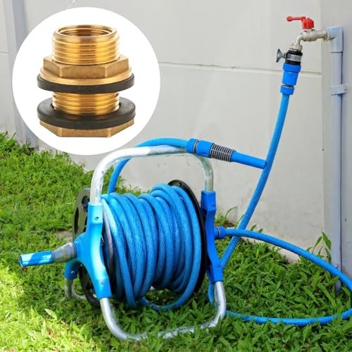 Toyosport 4 Pcs Brass Bulkhead Fittings 12 Inner Thread 34 Outer Thread LongLasting Copper Material Garden Hose Fittings with Rubber Washers Leakproof Easy Installation - Image 3