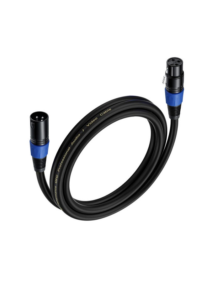 XLR Cable With Double Shielded Oxygen-free Copper Line Canon Line Male To Female Microphone XLR Professional Sound Card Agricultural Audio Cable-Color:Blue Tail Ring*ofc Oxygen-free Copper*3 Core*od6.0*black*pvc-Length:3m  - Image 1