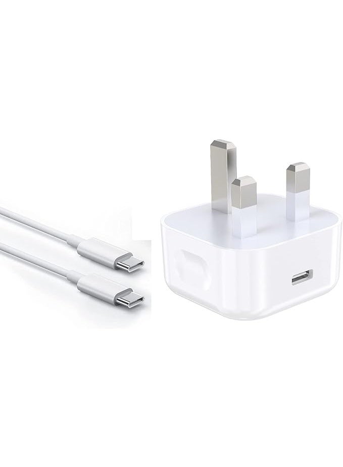 MUNTAQI USB C Charger Plug with 20W PD Fast Charging – Type C Wall Charger Adapter & 6.6FT USB C to C Cable for Samsung Galaxy, iPhone 15, Pixel, iPad Pro, MacBook, Android Phones & More - Image 1