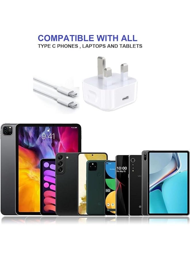 MUNTAQI USB C Charger Plug with 20W PD Fast Charging – Type C Wall Charger Adapter & 6.6FT USB C to C Cable for Samsung Galaxy, iPhone 15, Pixel, iPad Pro, MacBook, Android Phones & More - Image 4