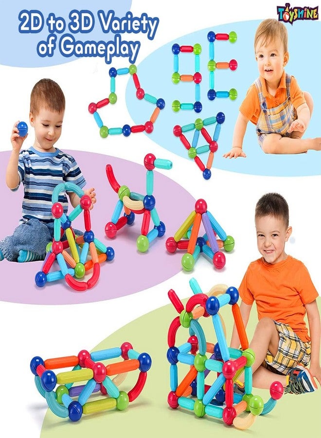 Toyshine 32 Pc Magnetic Roundels Sticks Building Block Constructing & Creative Learning Educational Toy Stem Kit for 3+ yrs Kids - Image 4