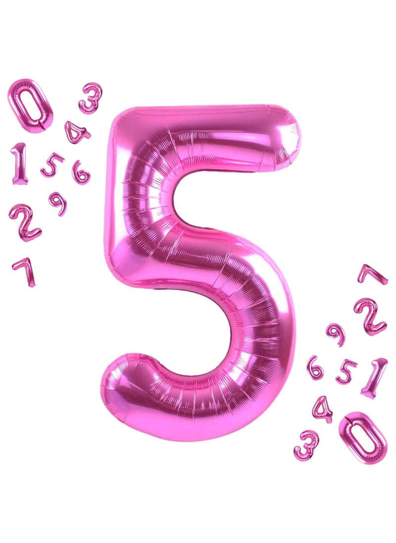 KATCHON Pink Number 5 Balloon for 5th Birthday or Anniversary Decoration 40 Inch  - Image 1