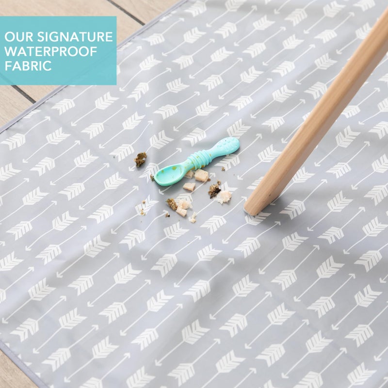 Bumkins Baby Splat Mat for Under High Chair, Babies Toddlers Eating Mess Mat, Waterproof Reusable Cloth for Arts and Crafts, Playtime Mat for Kids, Floors or Tables, Fabric 42inx42in, Gray Arrows - Image 3