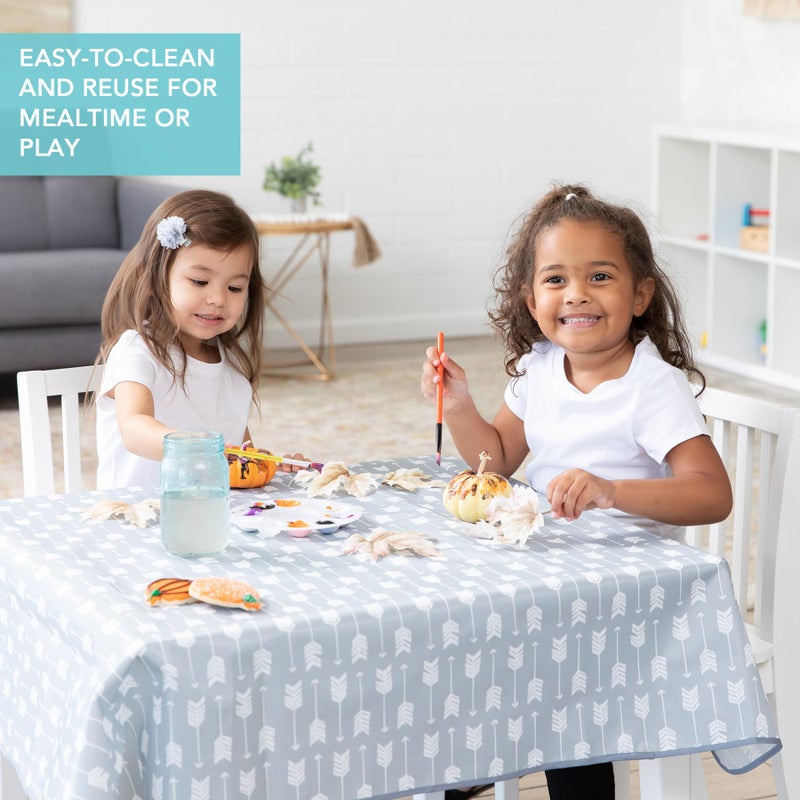 Bumkins Baby Splat Mat for Under High Chair, Babies Toddlers Eating Mess Mat, Waterproof Reusable Cloth for Arts and Crafts, Playtime Mat for Kids, Floors or Tables, Fabric 42inx42in, Gray Arrows - Image 4