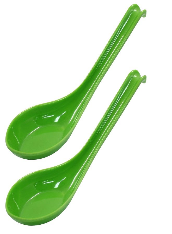 Cionyce 2PCS Asian Soup Spoons, Chinese Japanese Miso Ramen Wonton Dumpling Pho Rice Noodle Soba Soup Spoons, Green Melamine Spoons - Image 5