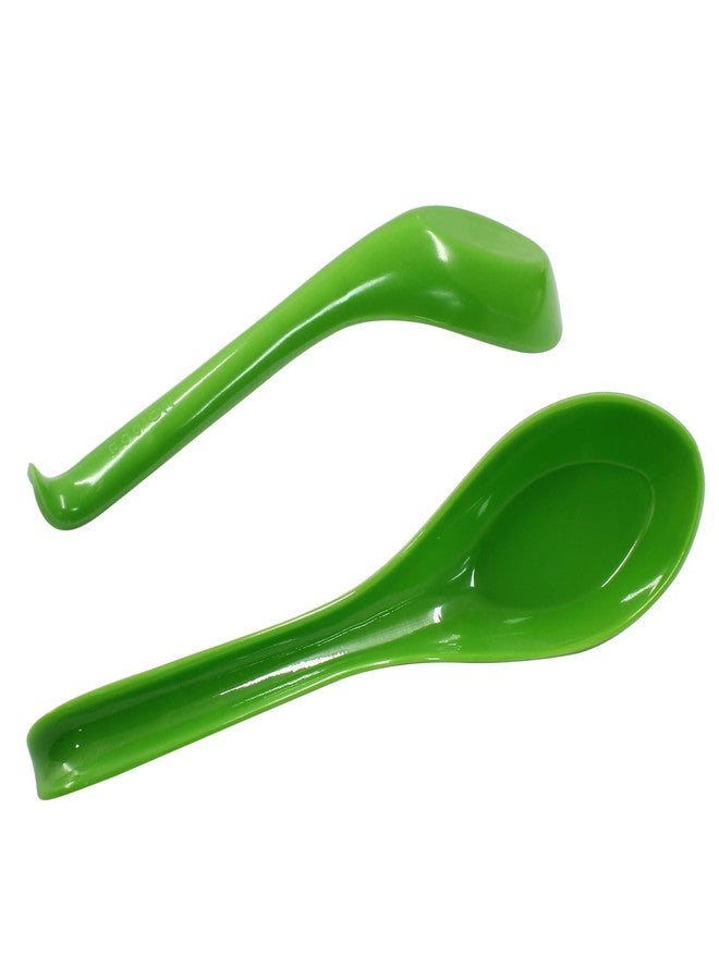 Cionyce 2PCS Asian Soup Spoons, Chinese Japanese Miso Ramen Wonton Dumpling Pho Rice Noodle Soba Soup Spoons, Green Melamine Spoons - Image 4