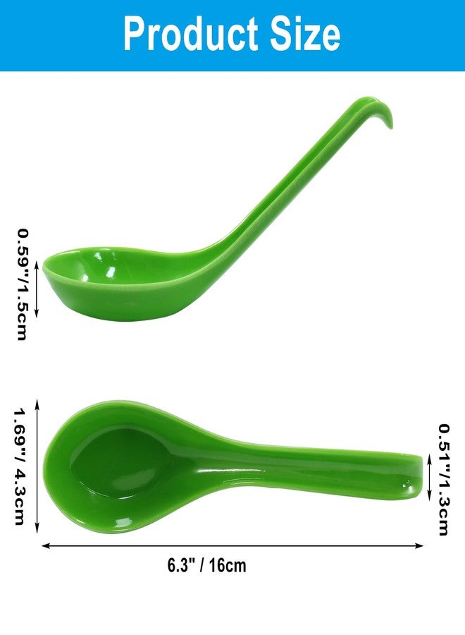 Cionyce 2PCS Asian Soup Spoons, Chinese Japanese Miso Ramen Wonton Dumpling Pho Rice Noodle Soba Soup Spoons, Green Melamine Spoons - Image 2