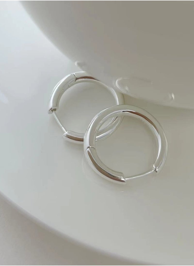 Generic - Ambers 925 Sterling Silver Earrings Simple Circle Ear Buckle Lightweight Fashion Earrings For Women Minimalist Style Design - Image 1