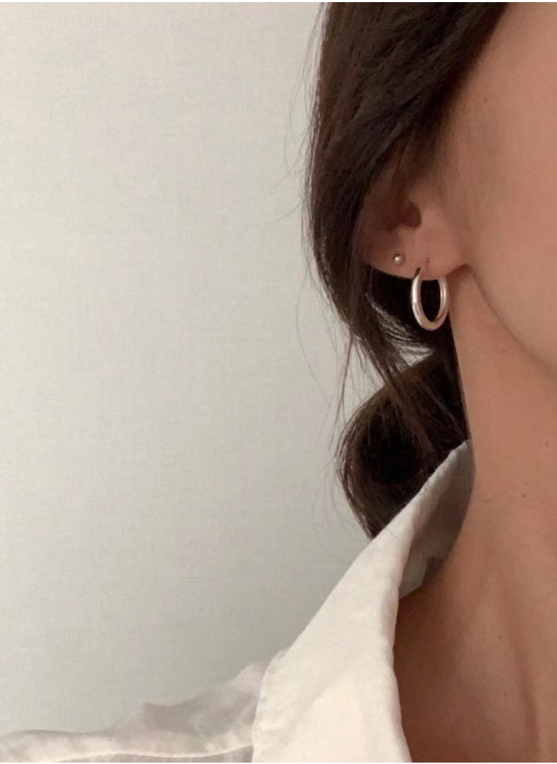 Generic - Ambers 925 Sterling Silver Earrings Simple Circle Ear Buckle Lightweight Fashion Earrings For Women Minimalist Style Design - Image 1