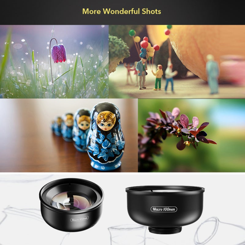 APEXEL APL-HB100mm Universal Smartphone Macro Lens 4K HD Phone Camera Lens No Distortion Blurry Background Compatible with iPhone 11/XS/XS Max/XR/X/8/8 Plus - Image 2