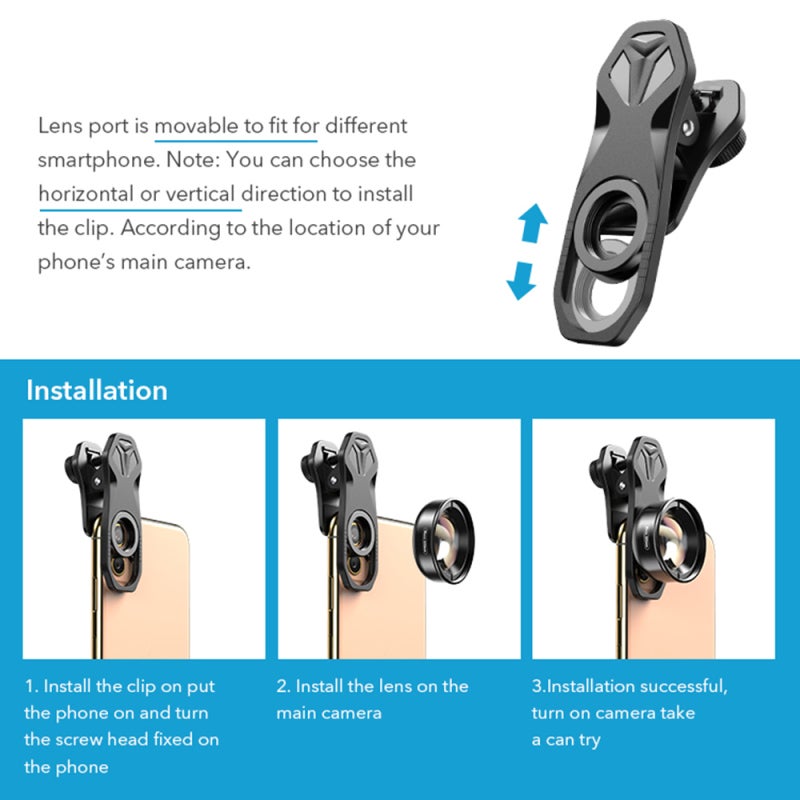 APEXEL APL-HB100mm Universal Smartphone Macro Lens 4K HD Phone Camera Lens No Distortion Blurry Background Compatible with iPhone 11/XS/XS Max/XR/X/8/8 Plus - Image 4