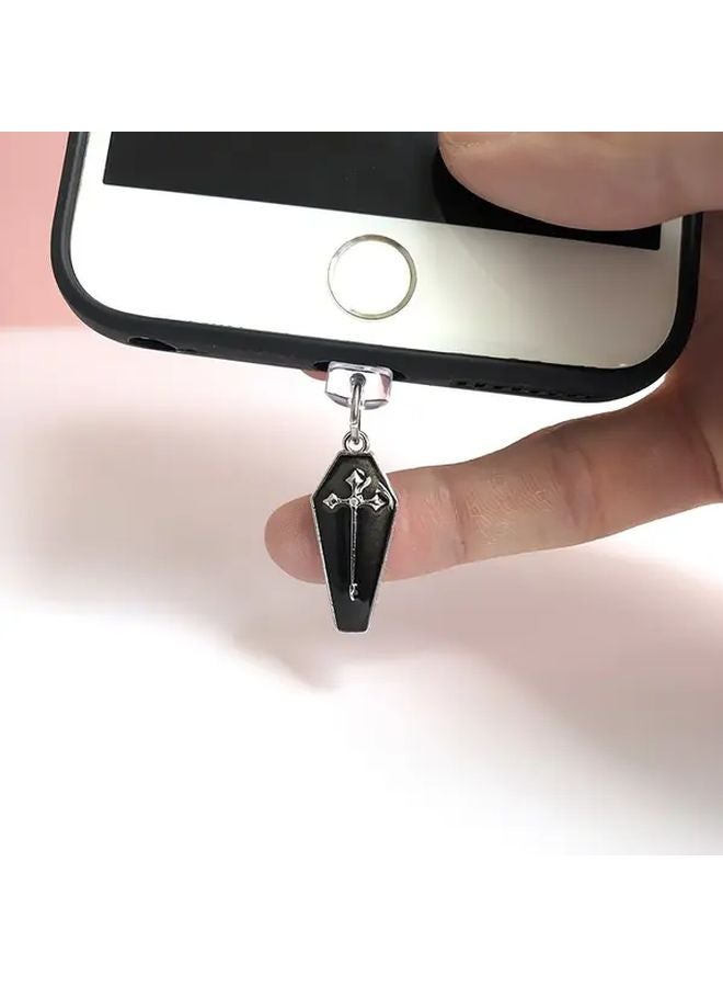 سدادة غبار لهاتف صليب قوطي أحمر لـ iPhone 6 14 Pro Max واقي منفذ شحن من السبائك - Image 4