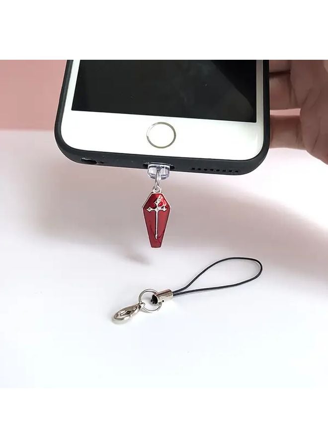 سدادة غبار لهاتف صليب قوطي أحمر لـ iPhone 6 14 Pro Max واقي منفذ شحن من السبائك - Image 1