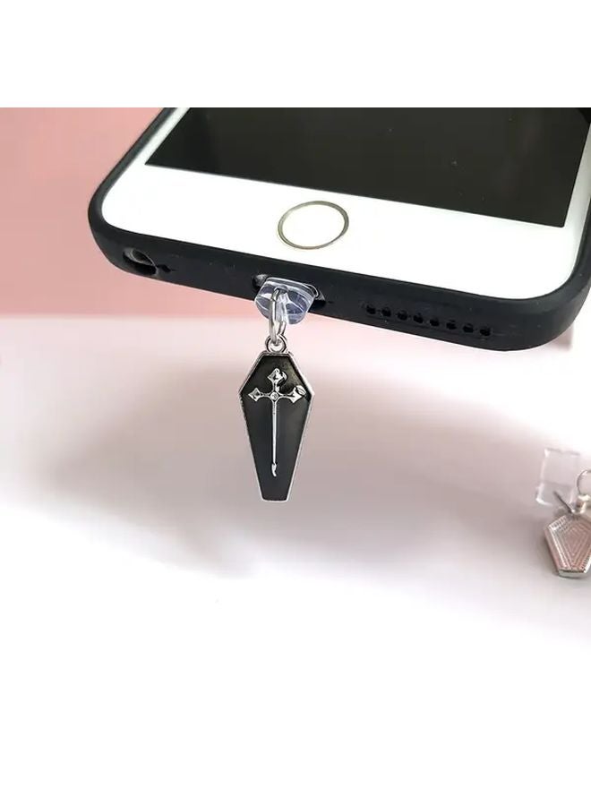 سدادة غبار لهاتف صليب قوطي أحمر لـ iPhone 6 14 Pro Max واقي منفذ شحن من السبائك - Image 5