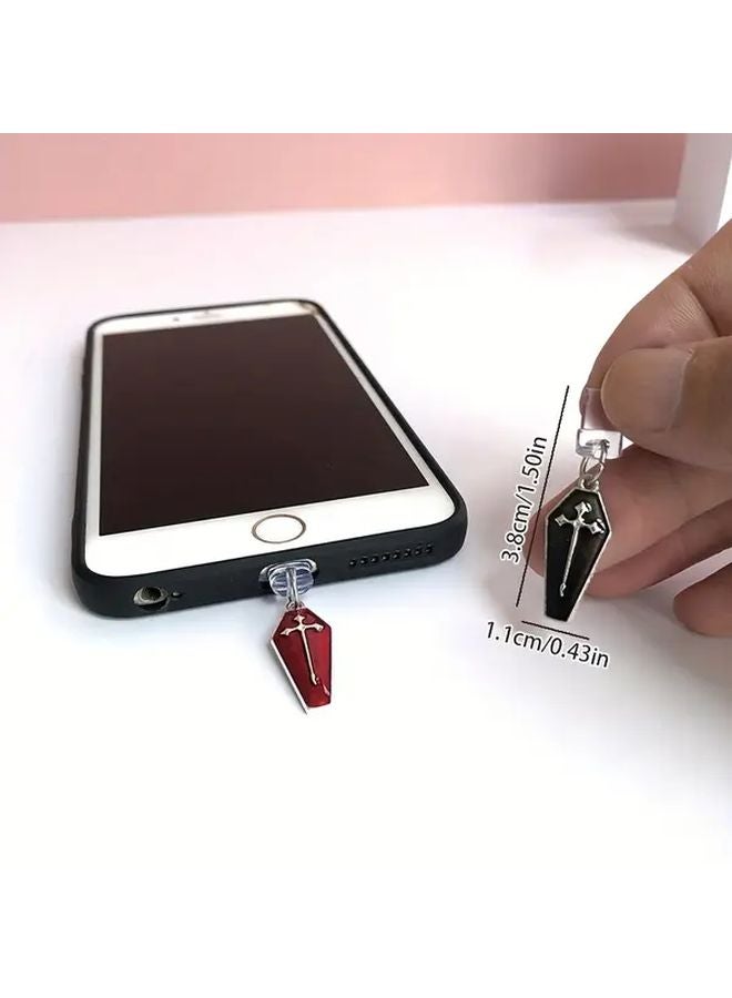 سدادة غبار لهاتف صليب قوطي أحمر لـ iPhone 6 14 Pro Max واقي منفذ شحن من السبائك - Image 3