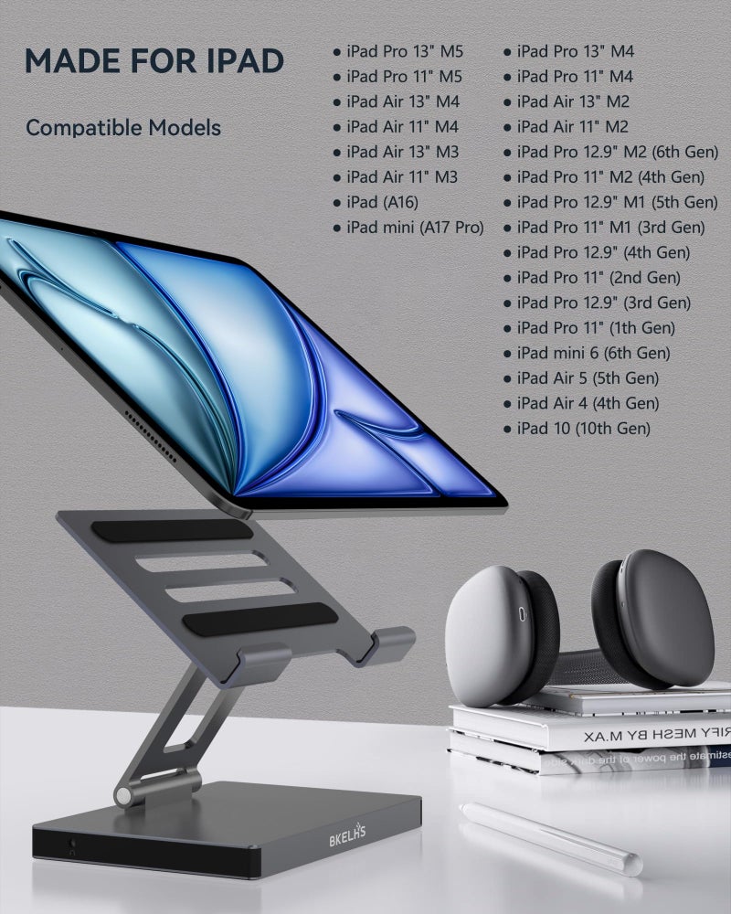 BKELHS iPad Pro USB C Hub Stand, Adapter for iPad Pro M5 M3 M4 13 12.9 11 Inch iPad Air Docking Station 4K 60Hz HDMI, PD, SD/TF Card Reader, 3 USB 3.0, 3.5mm Audio, iPad Accessories Samsung Tablet Dock - Image 4