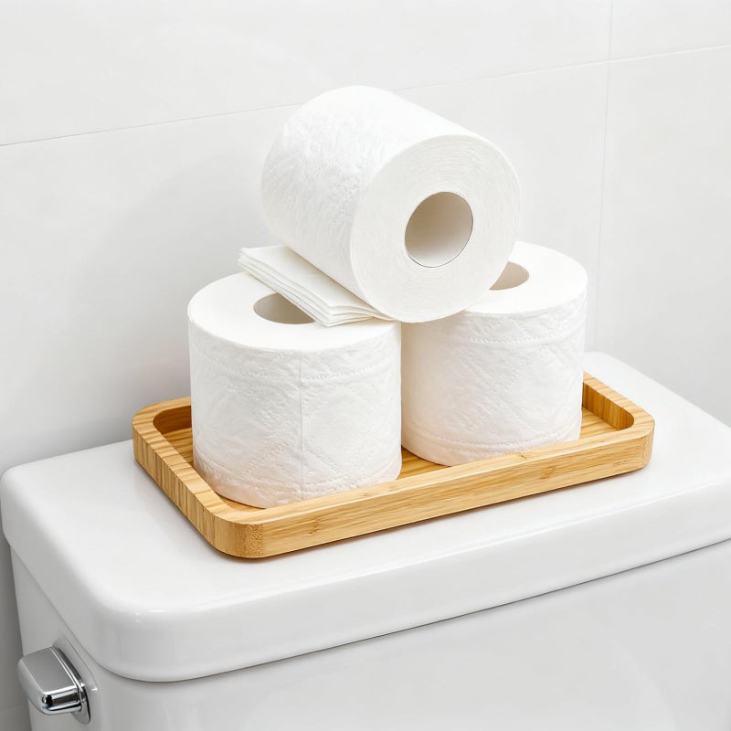 Bayting Bamboo Vanity Bathroom Tray for Counter, Bamboo Tray for Bathroom, Toilet Tank, Perfume 11.8L x 5.9W x 0.8H inch (Bamboo) - Image 5