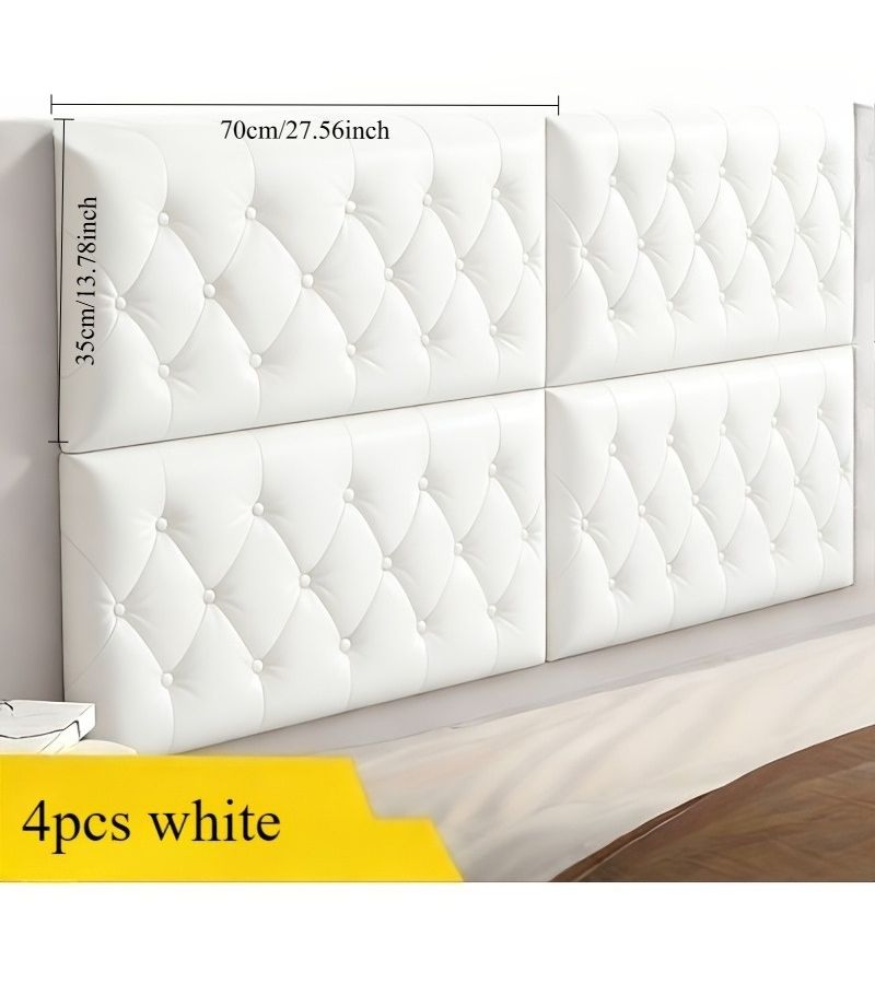 4pcs White Upgraded Peel And Stick 3d Stereoscopic Wall Stickers Bedside Tatami Anti Collision Soft Pad Wall Surround Cushion Furniture Corner Buffer Self Adhesive Liner Installation - Image 3