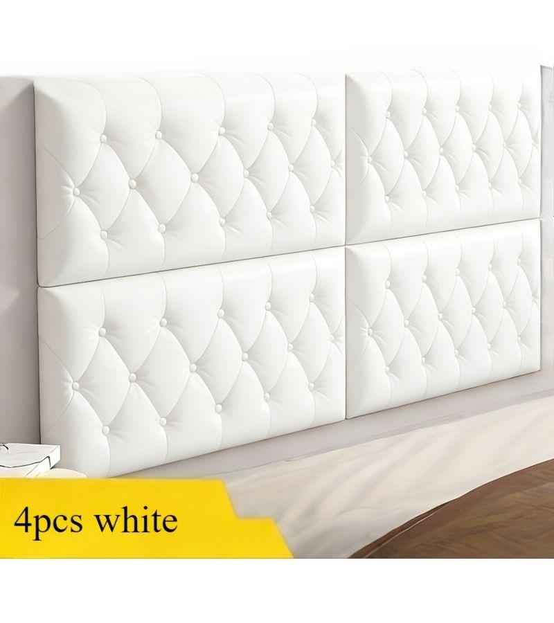 4pcs White Upgraded Peel And Stick 3d Stereoscopic Wall Stickers Bedside Tatami Anti Collision Soft Pad Wall Surround Cushion Furniture Corner Buffer Self Adhesive Liner Installation - Image 1