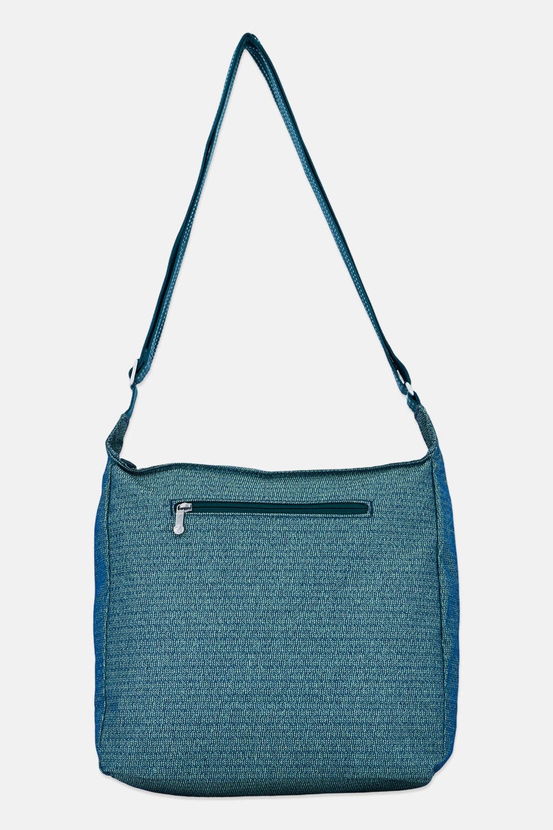 kipling حقيبة كتف نسائية بشعار العلامة التجارية مع حلقة مفاتيح، خضراء - Image 2