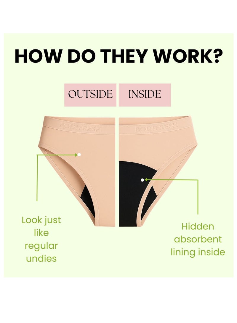 bodi fresh High Waist Seamless Period Underwear Leakproof Teens, Postpartum - Heavy Flow, Black - Pack of 3 - Image 3