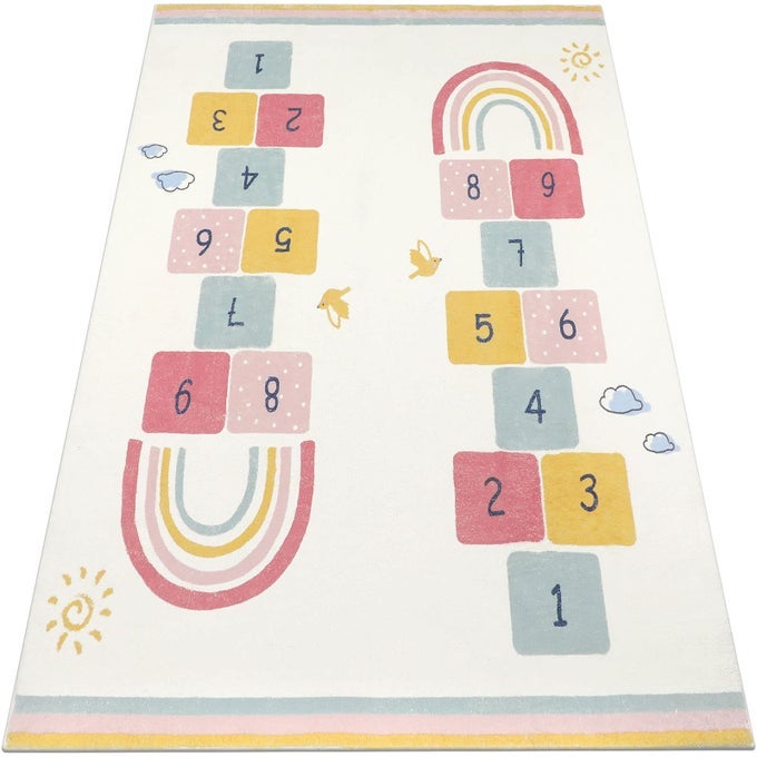RAINBOW SKY HOPSCOTCH GAME RUGSKIDS PLAY AREA RUGS SOFT FLOOR CARPET FOR BEDROOM PLAYROOM NURSERYGREAT GIFT FOR GIRLS BOYS47 X 71
