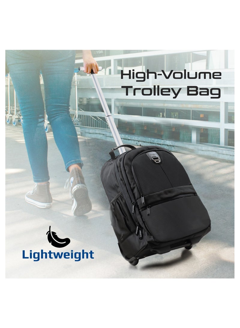 Trolley Bag, 2-in-1 Lightweight 15.6-inch Laptop Trolley Backpack with Telescoping Handle, Adjustable Straps, Water Resistance and In-Line Wheels for MacBook Air, iPad, Dell XPS 13, Compact-TR