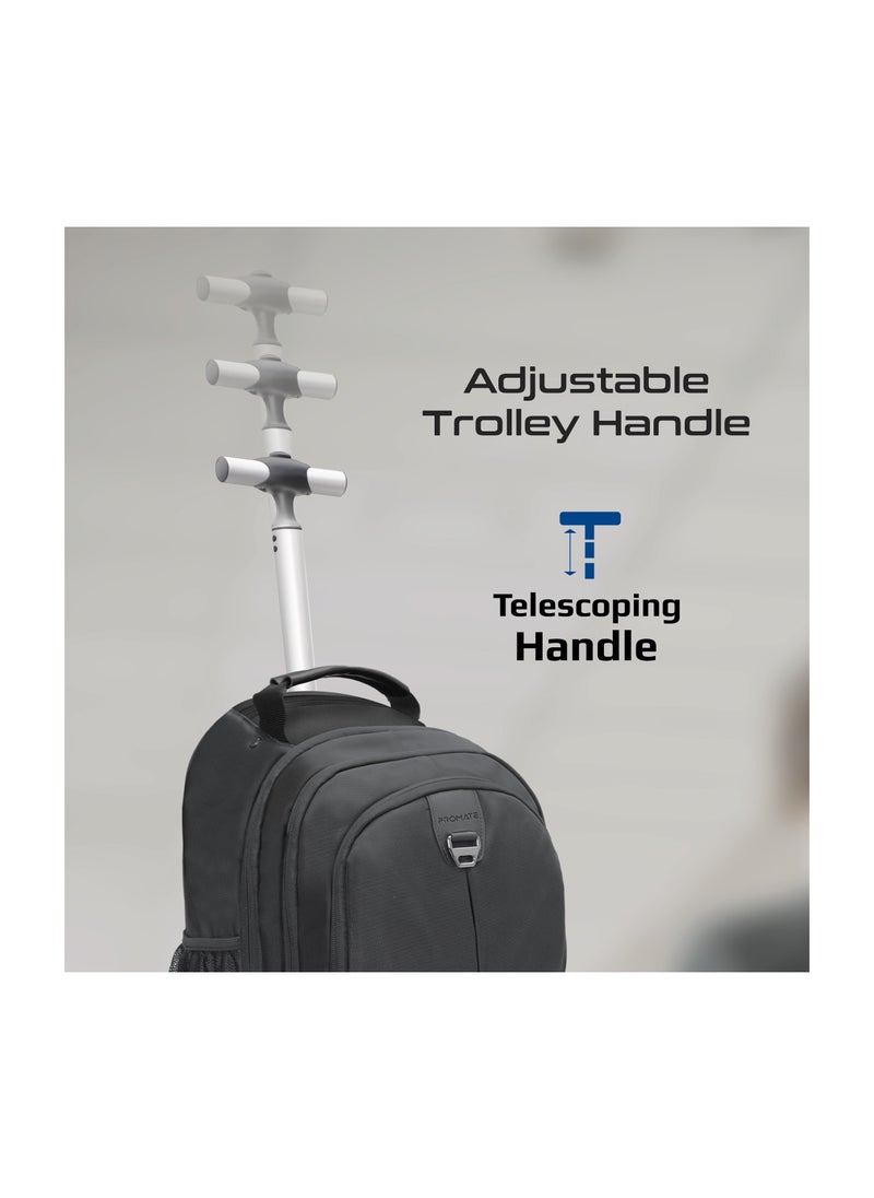 Trolley Bag, 2-in-1 Lightweight 15.6-inch Laptop Trolley Backpack with Telescoping Handle, Adjustable Straps, Water Resistance and In-Line Wheels for MacBook Air, iPad, Dell XPS 13, Compact-TR