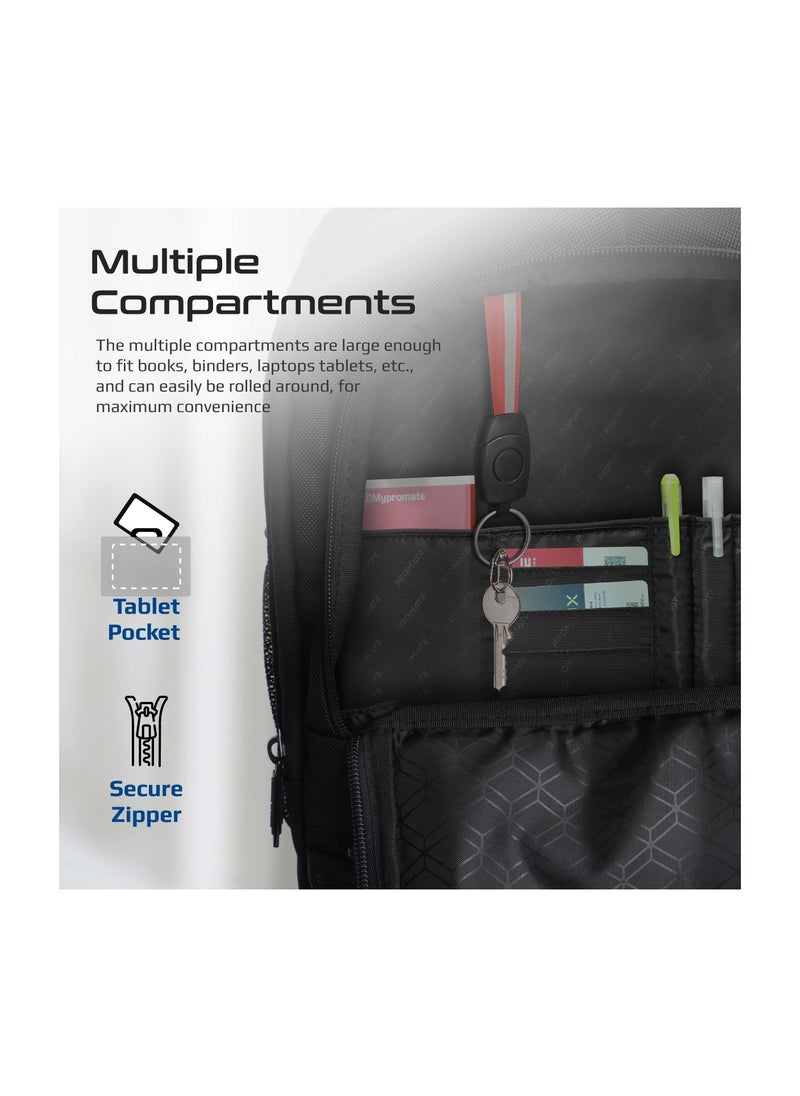 Trolley Bag, 2-in-1 Lightweight 15.6-inch Laptop Trolley Backpack with Telescoping Handle, Adjustable Straps, Water Resistance and In-Line Wheels for MacBook Air, iPad, Dell XPS 13, Compact-TR
