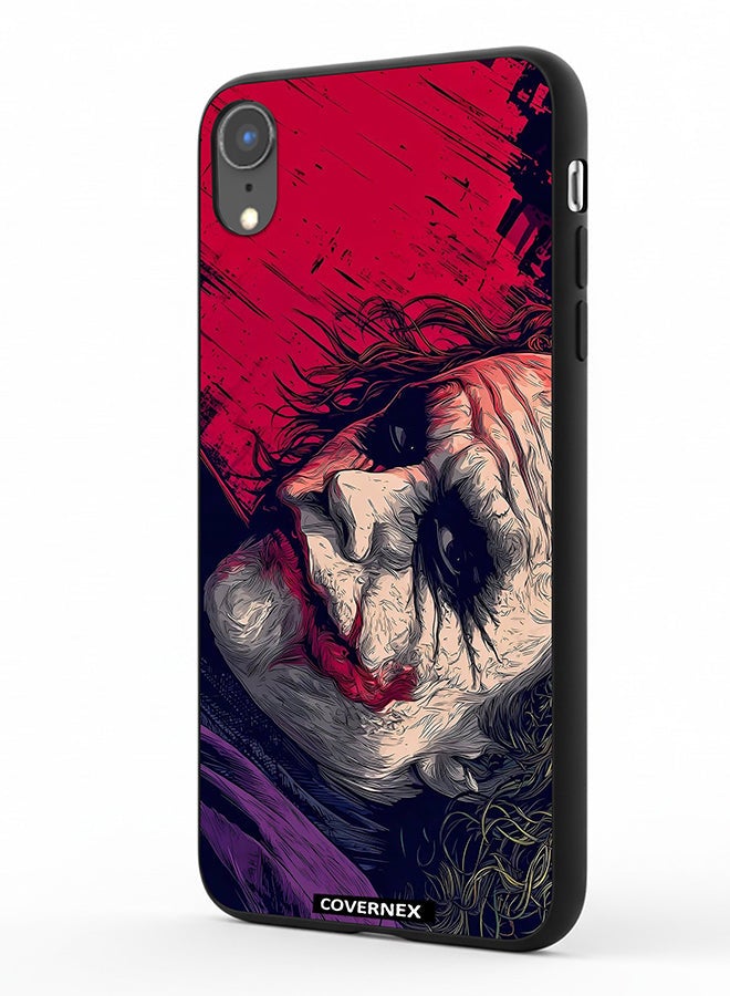 Covernex Apple iPhone XR Protective Case Cover Printed Featuring Textured Joker Portrait - Image 1