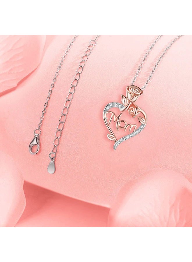 Desimtion Sterling Silver Heart Rose Necklaces for Women,Birthday Mothers Day Jewelry Gifts for Her Girlfriend Wife Mom, Gold Plated, Cubic Zirconia - Image 5