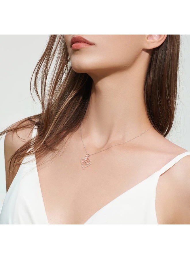 Desimtion Sterling Silver Heart Rose Necklaces for Women,Birthday Mothers Day Jewelry Gifts for Her Girlfriend Wife Mom, Gold Plated, Cubic Zirconia - Image 2