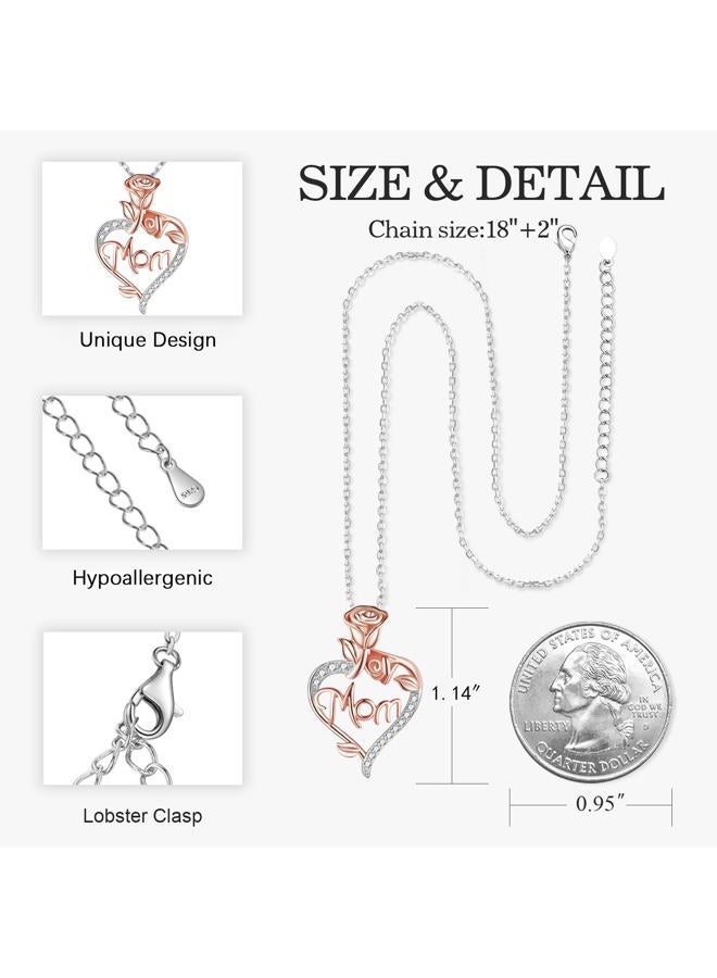 Desimtion Sterling Silver Heart Rose Necklaces for Women,Birthday Mothers Day Jewelry Gifts for Her Girlfriend Wife Mom, Gold Plated, Cubic Zirconia - Image 4
