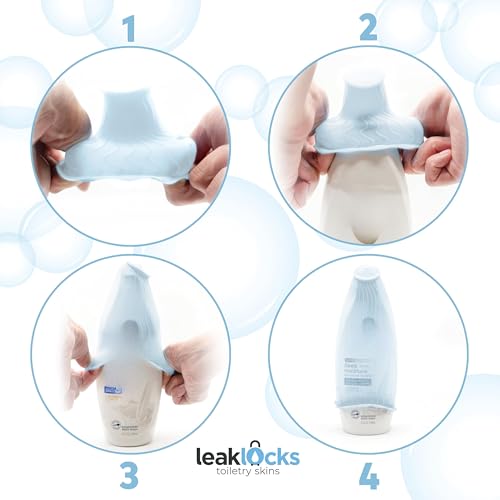 Rinseroo LeakLocks® Toiletry Skins™ Elastic Sleeve for Leak Proofing Travel Container in Luggage. For Standard and Travel Sized Toiletries. Reusable Accessory for Travel Bag Suitcase and Carry-on Luggage - Image 3