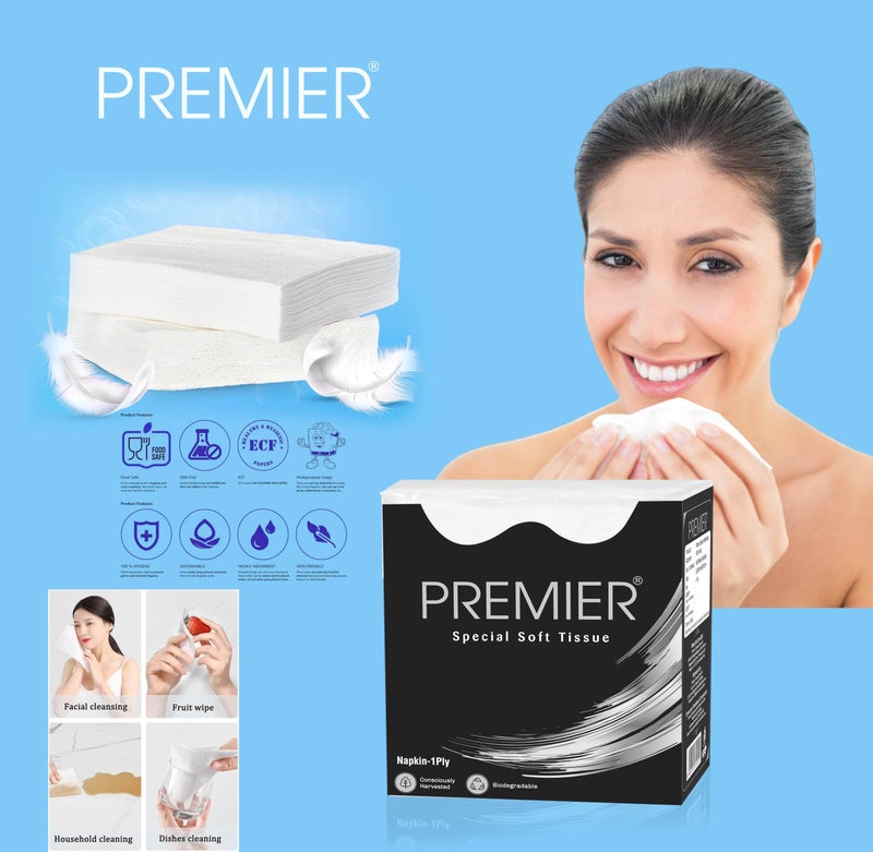 Premier Tissue Paper Napkins, 1 Ply - 90 Pulls (Pack of 4), 360 sheets | Special Soft Tissue Napkins for Salons & Spa, Perfect for event, offices - Image 3