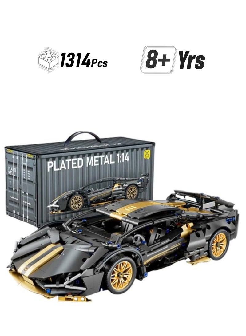 general Sports Racing Building Block Set for Adults & Kids, Collectible Black Racing Supercar Toy Kit 1:14 MOC Model, Construction, Gifts - Image 1