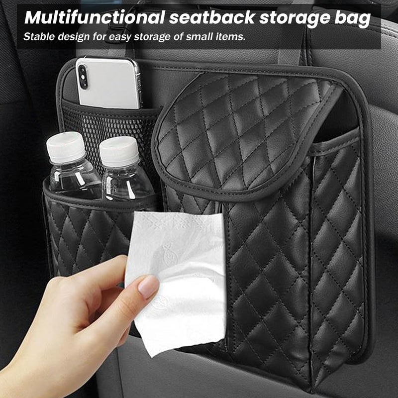 JNNJ Car Back Seat Organiser - PU Leather Hanging Storage Bag with Adjustable Straps - Image 3