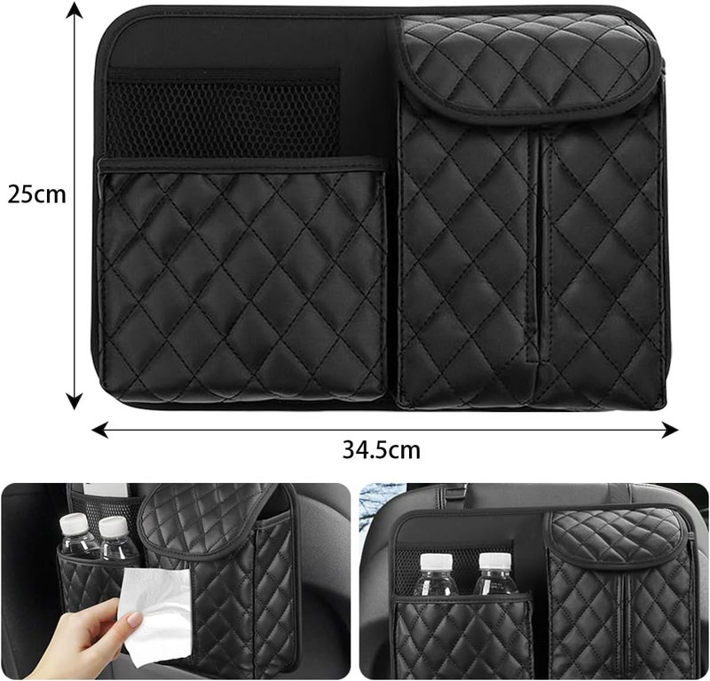 JNNJ Car Back Seat Organiser - PU Leather Hanging Storage Bag with Adjustable Straps - Image 2