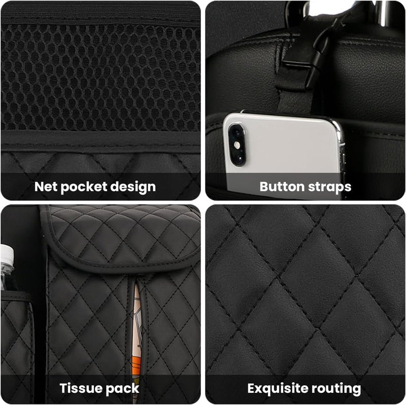 JNNJ Car Back Seat Organiser - PU Leather Hanging Storage Bag with Adjustable Straps - Image 4