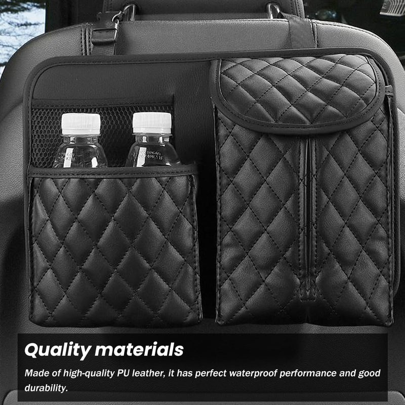 JNNJ Car Back Seat Organiser - PU Leather Hanging Storage Bag with Adjustable Straps - Image 5