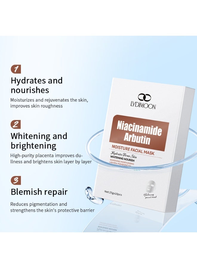 LYDIMOON Niacinamide & Arbutin Moisturizing Mask | Brighten, Fade Spots & Repair Skin, 10pcs - Image 5