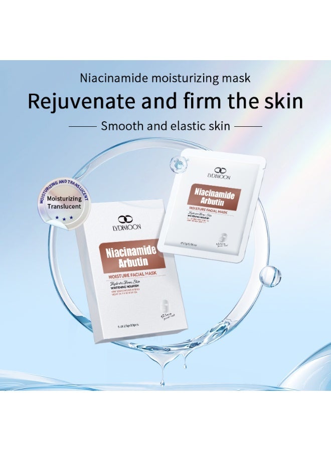 LYDIMOON Niacinamide & Arbutin Moisturizing Mask | Brighten, Fade Spots & Repair Skin, 10pcs - Image 4
