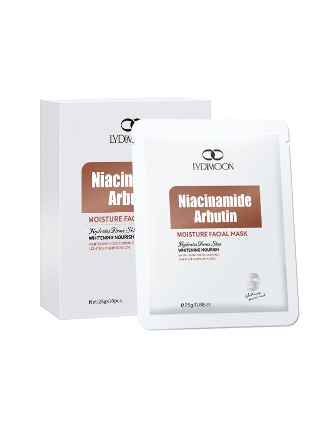 LYDIMOON Niacinamide & Arbutin Moisturizing Mask | Brighten, Fade Spots & Repair Skin, 10pcs - Image 1