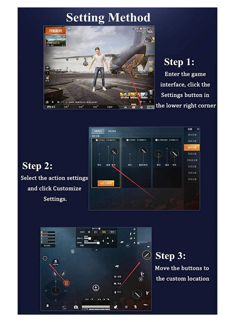 Mobile Game Controller for iPad/Tablets Joystick Handle Aim on L1R1 Shooter Gamepad Trigger (Black)