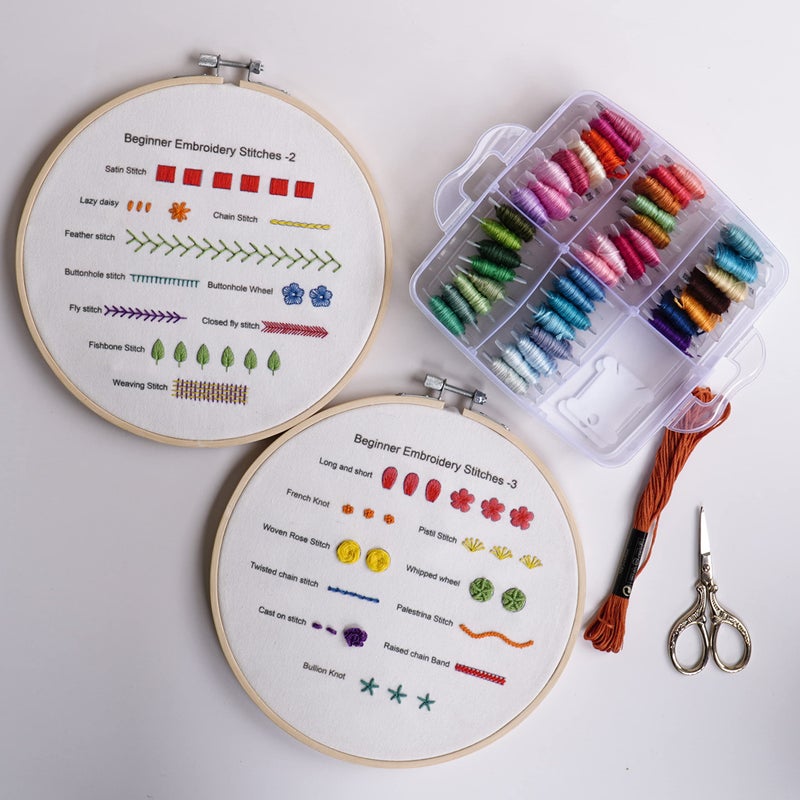 Bonroy Beginners Embroidery Practice kit 3 Sets to Learn 30 Different Stitches for Craft Lover Hand Stitch with Embroidery Fabric with Skill Techniques - Image 5