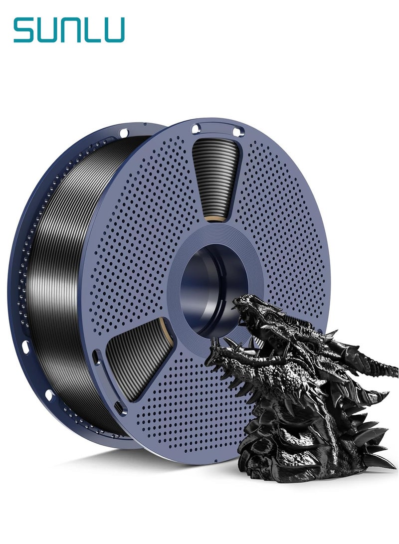 SUNLU Silk PLA+ Filament 1.75mm, 2025 Upgrade Spool, Compatible with Most 3D Printers, 1kg (2.2lbs), High Dimensional Accuracy ±0.02mm, Black - Image 1